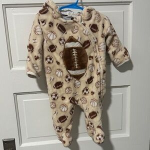 Sports-Themed  Fleece Baby Footie One Piece Outfit